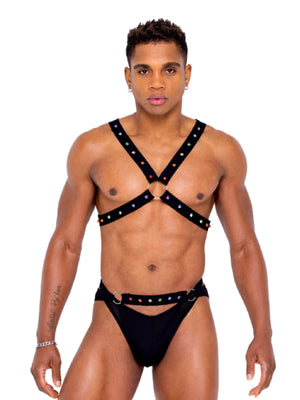 ROMA COSTUME CRISS CROSS BRIEFS WITH RAINBOW STUDS 6340