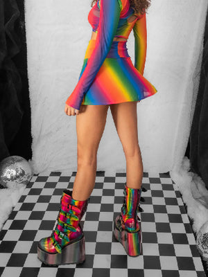 J VALENTINE RAINBOW MESH SKIRT FE214