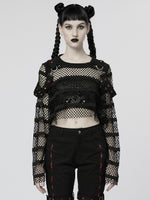 PUNK RAVE MESH TOP WITH RED DETAILS WT-761TCF