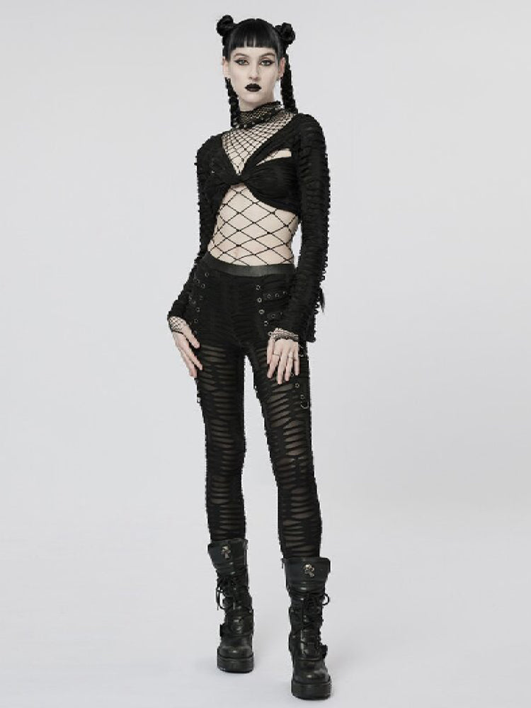 
            
                Load image into Gallery viewer, PUNK RAVE TWIST CROP TOP BELL SLEEVES WT-745TCF
            
        