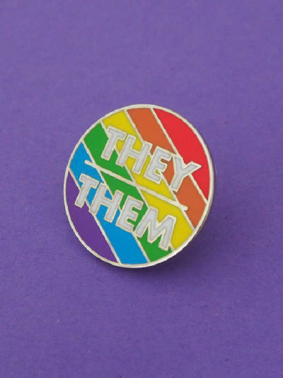 HAND OVER YOUR FAIRY THEY/THEM BRIGHT RAINBOW ENAMEL PIN