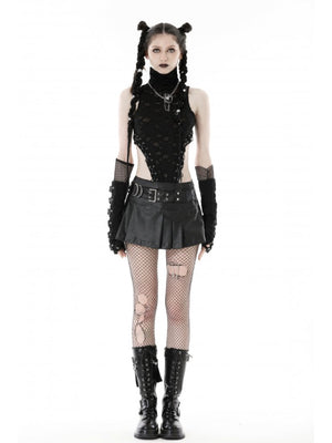 
            
                Load image into Gallery viewer, DARK IN LOVE FAUX LEATHER PLEATED MINI SKIRT KW304
            
        