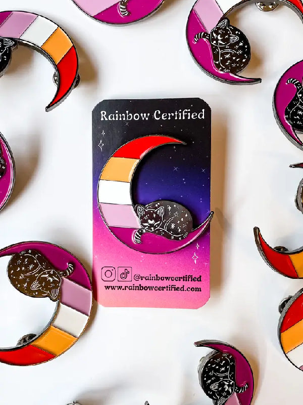 RAINBOW CERTIFIED LESBIAN PIN CATS