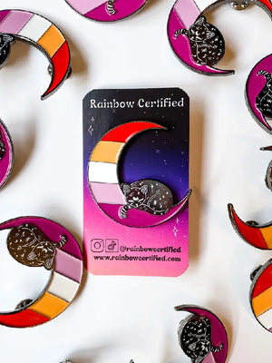 RAINBOW CERTIFIED LESBIAN PIN CATS