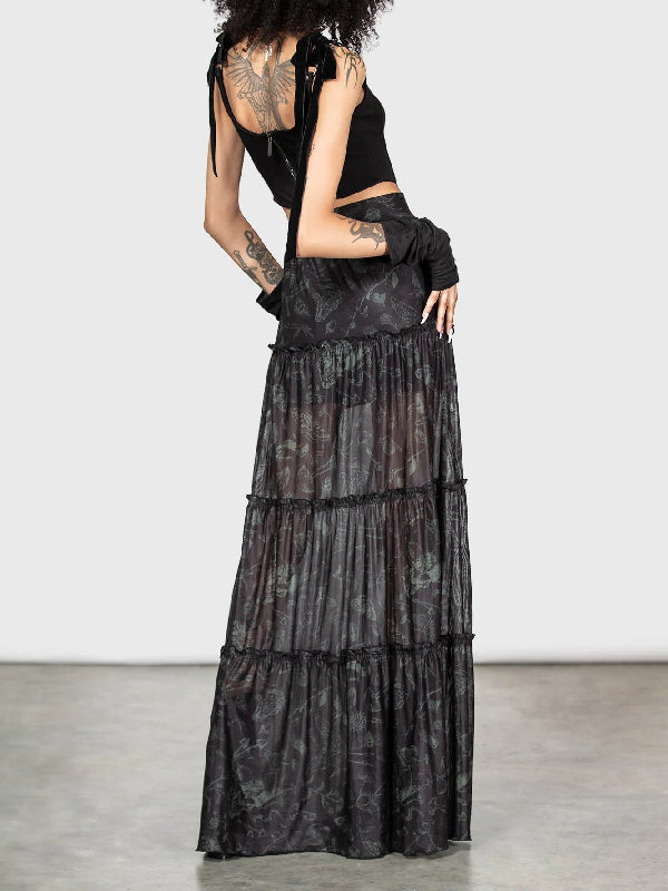 KILLSTAR GHOSTED WOODS MAXI SKIRT PLUS SIZE