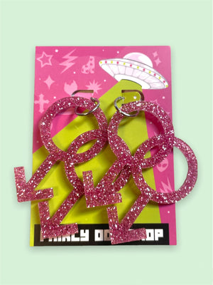 
            
                Load image into Gallery viewer, FAIRLY ODD SHOP ACRYLIC EARRINGS GAY SYMBOL PINK
            
        