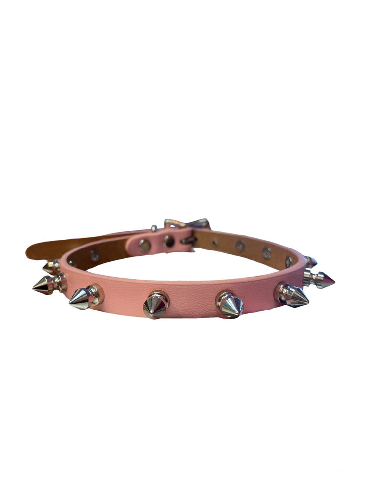 FUNK PLUS BABY PINK SPIKE CHOKER VEGAN CK135