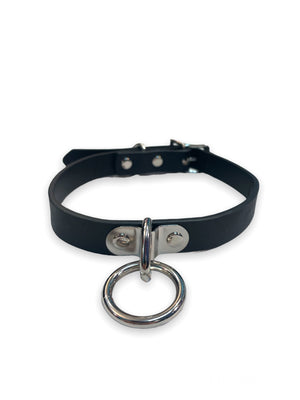 FUNK PLUS BLACK HANGING O RING CHOKER VEGAN CK129