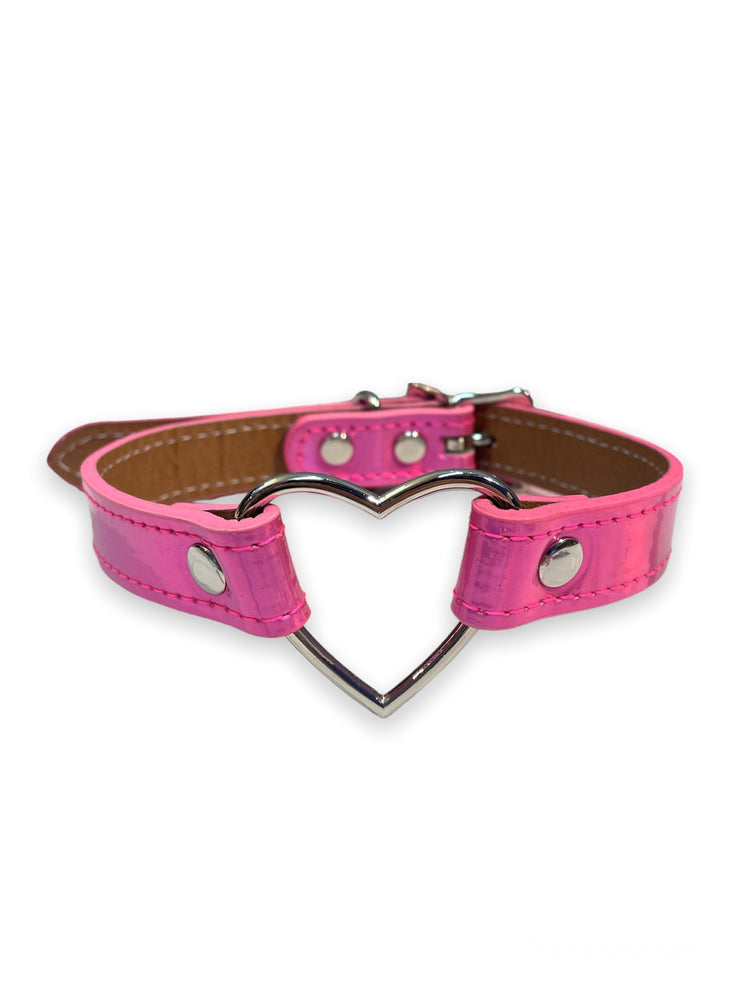 FUNK PLUS PINK HOLO HEART CHOKER FC223