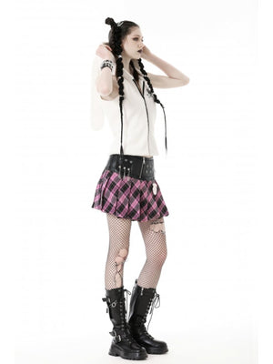
            
                Load image into Gallery viewer, DARK IN LOVE PINK PLAID SKIRT WITH BEAR KW286
            
        