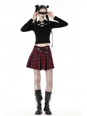 
            
                Load image into Gallery viewer, DARK IN LOVE RED PLAID SKIRT WITH BAG KW277
            
        