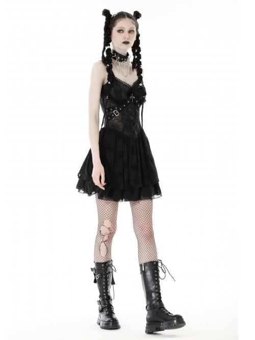 DARK IN LOVE SPIDERWEB SEE THROUGH MESH DRESS DW744