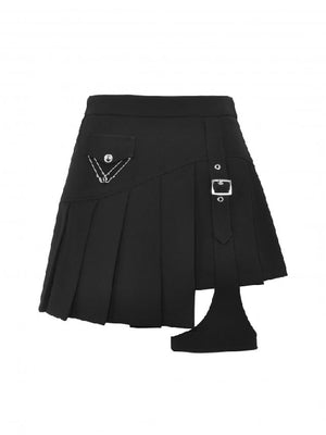 
            
                Load image into Gallery viewer, DARK IN LOVE ASYMETRICAL SKIRT WITH LEG STRAP KW281
            
        