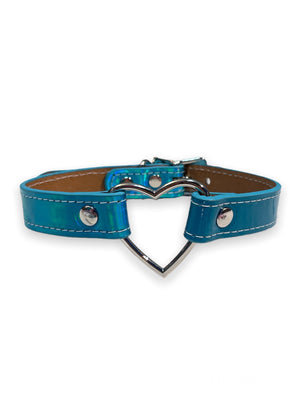 FUNK PLUS BLUE HOLO HEART CHOKER FC223