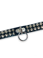 FUNK PLUS BIG PATENT CHOKER WITH RING AND STUDS FC173
