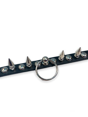 FUNK PLUS CHOKER WITH ROUND STUDS, SPIKES AND RING VEGAN FCK446