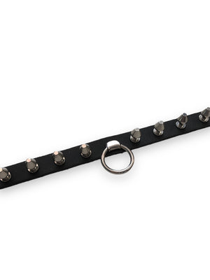 BLACK CHOKER WITH SPIKES AND RING