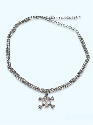 RHINESTONE SKULL NECKLACE