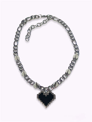 NECKLACE WITH PIXEL HEART AND SPIKES