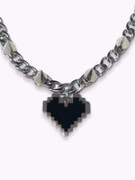 NECKLACE WITH PIXEL HEART AND SPIKES
