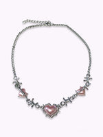 PINK BARBWIRE HEART NECKLACE
