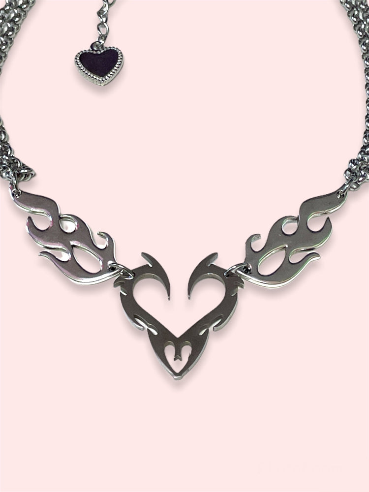 TRIBAL HEART WITH FLAME NECKLACE
