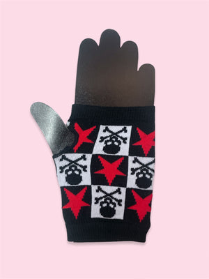 
            
                Load image into Gallery viewer, SKULLS AND STARS FINGERLESS GLOVES
            
        