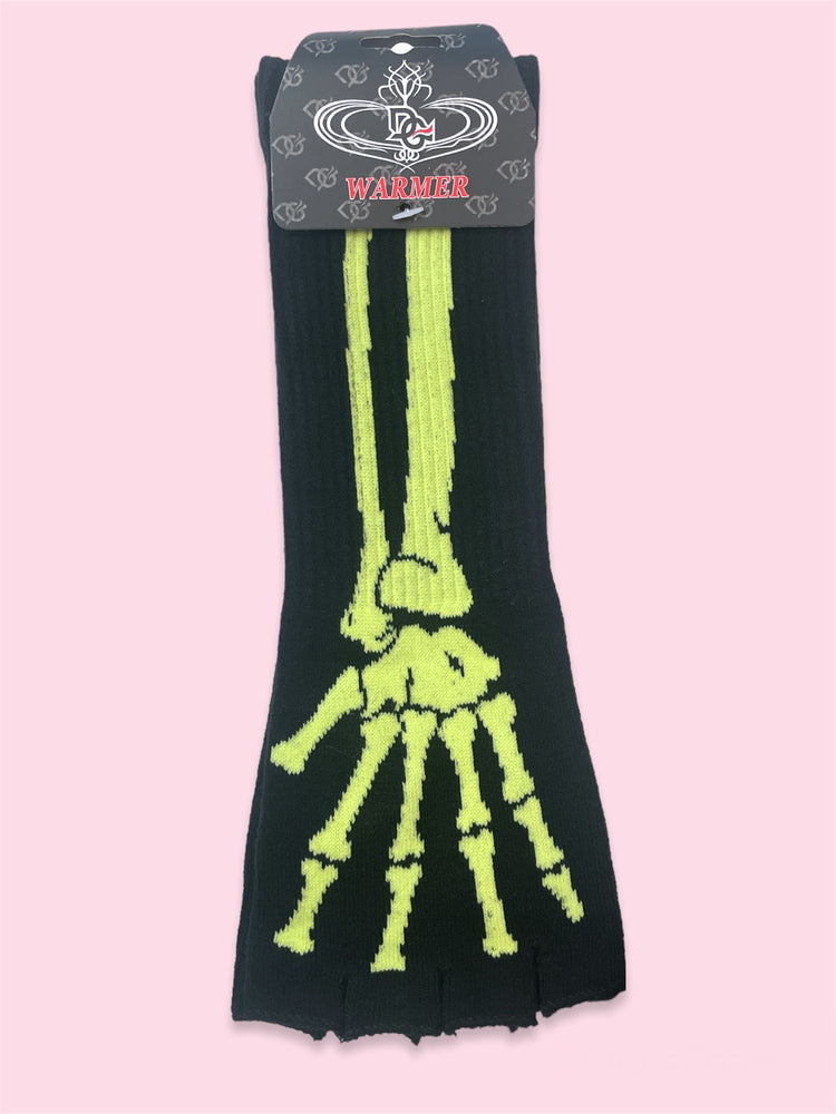 
            
                Load image into Gallery viewer, YELLOW / LIME GREEN SKELLETON FINGERLESS GLOVES
            
        