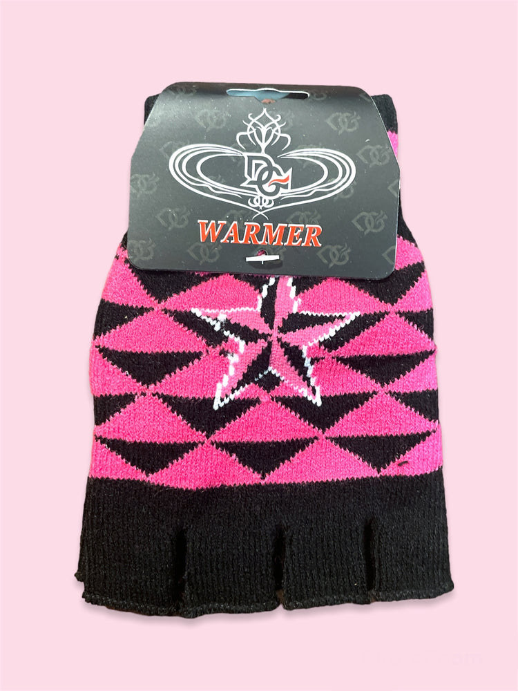 PINK STAR FINGERLESS GLOVES