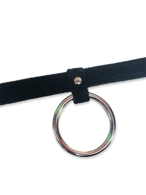 FUNK PLUS BLACK VELVET RING CHOKER C711VEL