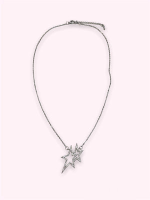 RHINESTONE DOUBLE STAR NECKLACE