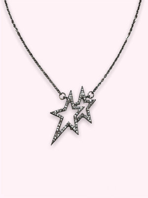 RHINESTONE DOUBLE STAR NECKLACE