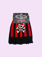 GLOVES RED AND BLACK STRIPES WITH SKULL