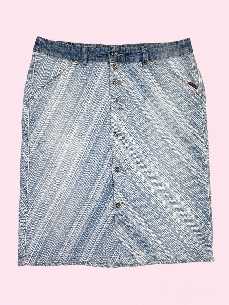 SECOND HAND GANG LIGHT STRIPE PENCIL JEANS SKIRT