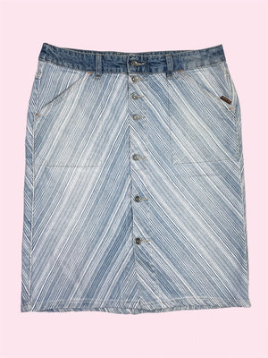 SECOND HAND GANG LIGHT STRIPE PENCIL JEANS SKIRT