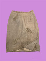 SECOND HAND BROWN PAISLEY LEATHER SKIRT