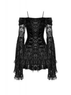 DARK IN LOVE EMBROIDERED BELL SLEEVE DRESS DW928