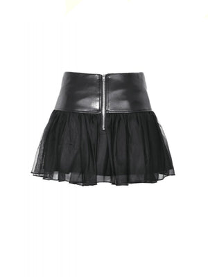 DARK IN LOVE FAUX LEATHER PUFFY SKIRT KW331