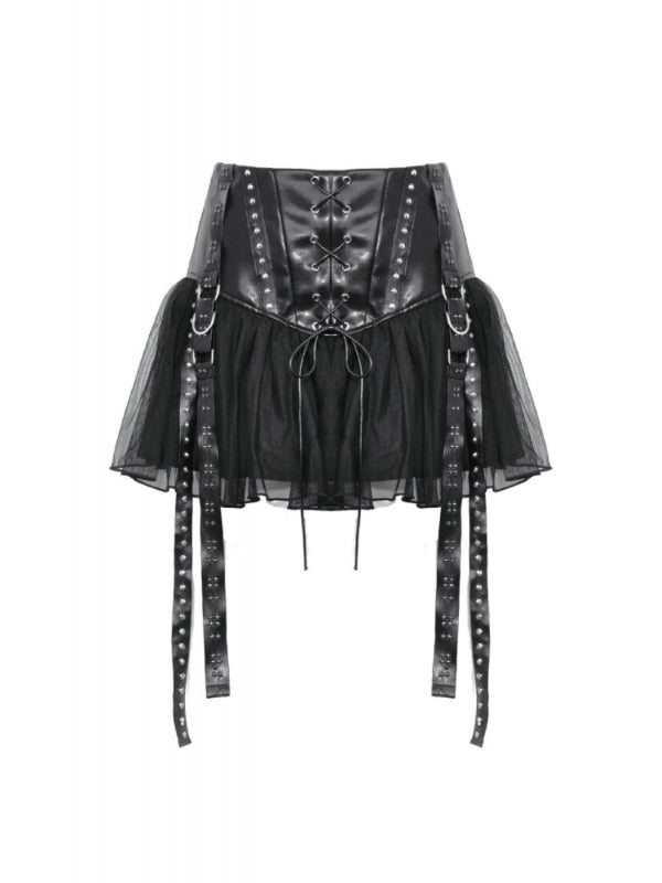 DARK IN LOVE FAUX LEATHER PUFFY SKIRT KW331