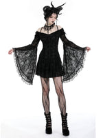 DARK IN LOVE EMBROIDERED BELL SLEEVE DRESS DW928