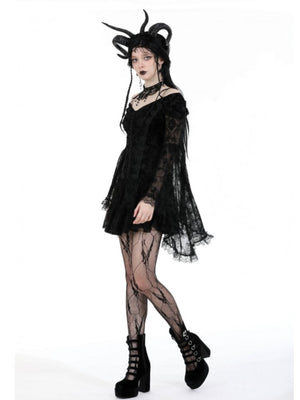 
            
                Load image into Gallery viewer, DARK IN LOVE EMBROIDERED BELL SLEEVE DRESS DW928
            
        