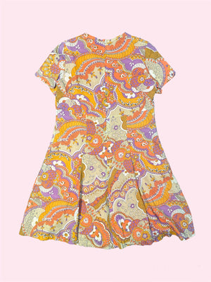 
            
                Load image into Gallery viewer, DEADSTOCK 70S DRESS ORANGE LILAC WHITE
            
        