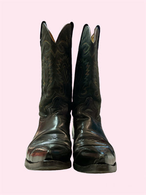 
            
                Load image into Gallery viewer, SECOND HAND BLACK COWBOY BOOTS RAINBOW STITCHING
            
        