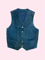 SECOND HAND BLUE LEATHER GILET