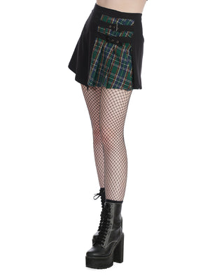 BANNED TAVISH BLACK GREEN SPLIT SKIRT SK25414