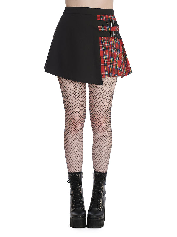 BANNED TAVISH BLACK RED SPLIT SKIRT SK25414