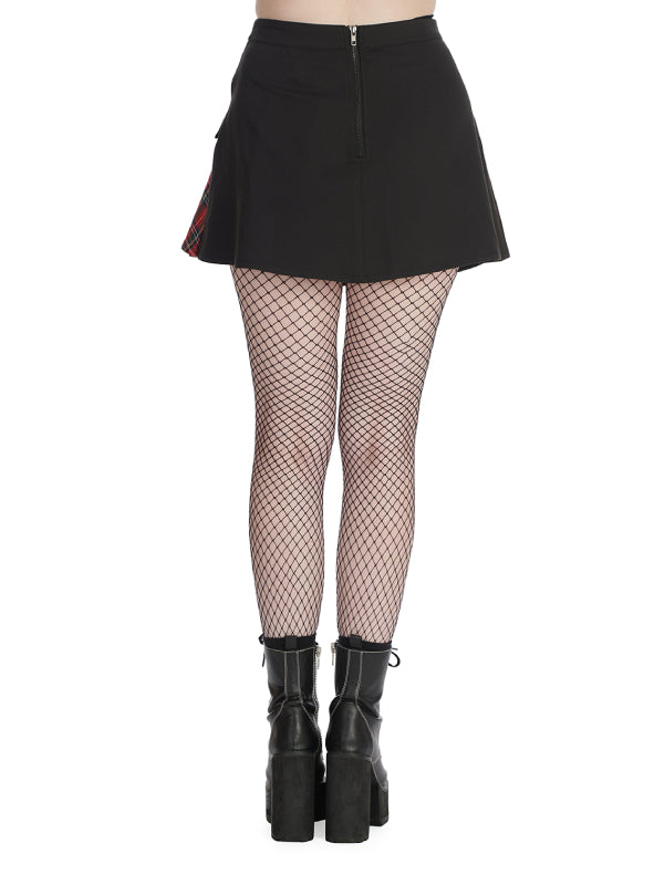 BANNED TAVISH BLACK RED SPLIT SKIRT SK25414