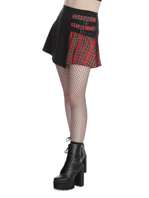 BANNED TAVISH BLACK RED SPLIT SKIRT SK25414