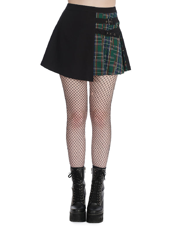 BANNED TAVISH BLACK GREEN SPLIT SKIRT SK25414