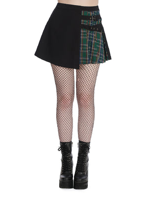 BANNED TAVISH BLACK GREEN SPLIT SKIRT SK25414